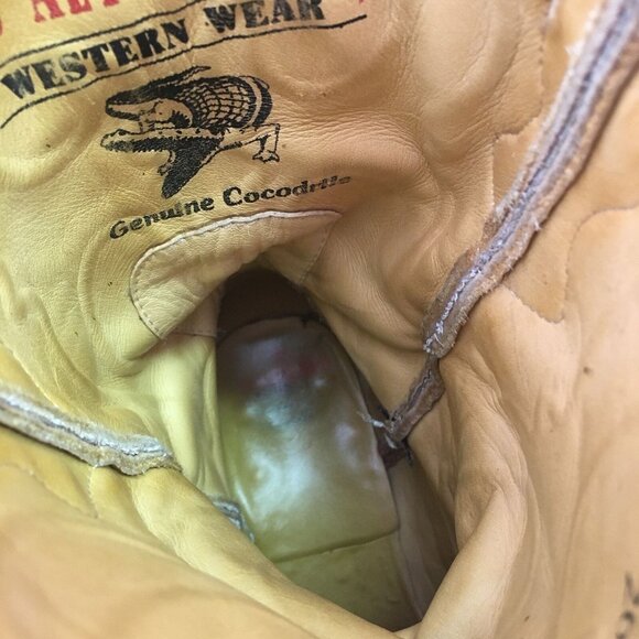 Los Altos Vintage Crocodile Western Cowboy Boots Mens 9 M - Picture 5 of 12